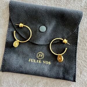 Julie Vos 24K Gold Plate Astor Hoop & Charm Earrings